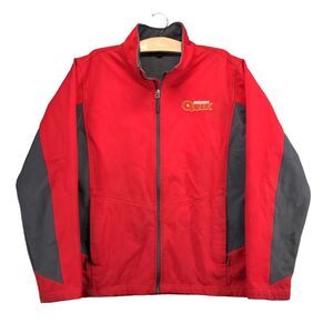 Mister Quik Full Zip Employee Jacket Size L Red Black Embroidered Logo